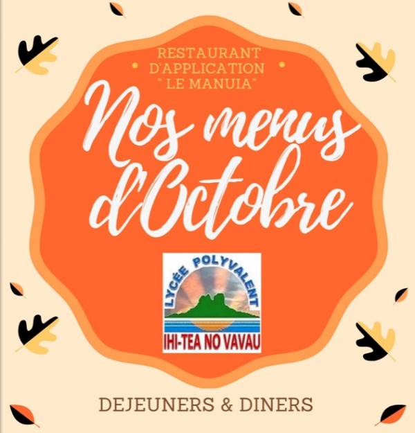 Manuia menus du mois d&#039;octobre