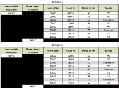 Nouveaux horaires